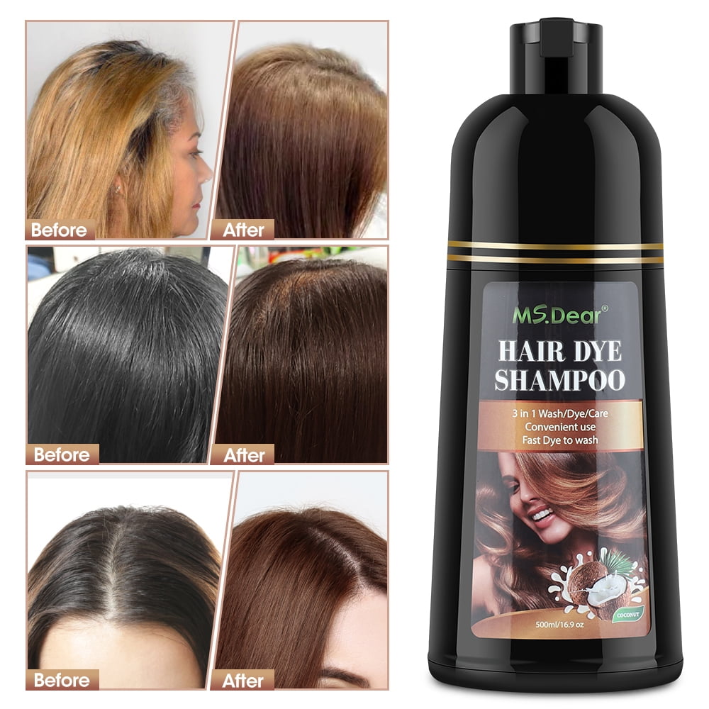 Hair Color Shampoo for Gray Hair, Magic Hair Dye Shampoo, Colors Hair in Minutes, Long Lasting 3 in 1 Hair Color, 400ml Coffee