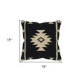 thumbnail image 4 of Black Beige Tribal Woven Down Filled Throw Pillow, 4 of 8