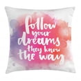 thumbnail image 1 of Dream Throw Pillow Cushion Cover, Motivational Follow Your Dreams They Know The Way Quote with Abstract Background, Decorative Square Accent Pillow Case, 24" X 24", Multicolor, by Ambesonne, 1 of 2