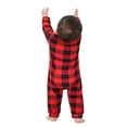 thumbnail image 5 of Christmas Family Matching Pajamas Long Sleeve Red Plaid Cotton Pj Set Festival Party Sleepwear with Button, 5 of 8