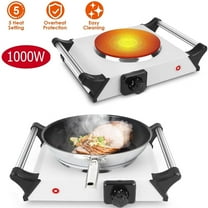 DICEEVIL Electric Countertop Single Burner, 1000W Hot Plate Portable Electric Stove with Handles & 5 Adjustable Temperature, Fast Heating Cooktop for Home Dorm Camping Cooking, White