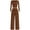 Brown, variant on PRETTYGARDEN Women's Fall Trendy 2 Piece Outfits Lounge Sets Long Sleeve Top Henley Shirts Wide Leg Pants Travel Clothes