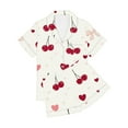 thumbnail image 2 of Summer Flower Pajamas Sets for Women Short Sleeve Top and Shorts Pj Set Buttoned Drawstring Waist Lounge Set, 2 of 6