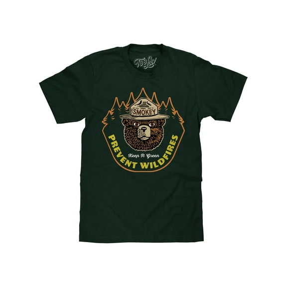 Tee Luv Smokey Bear Keep It Green Prevent Wildfires Graphic T-Shirt (Men's) (L)