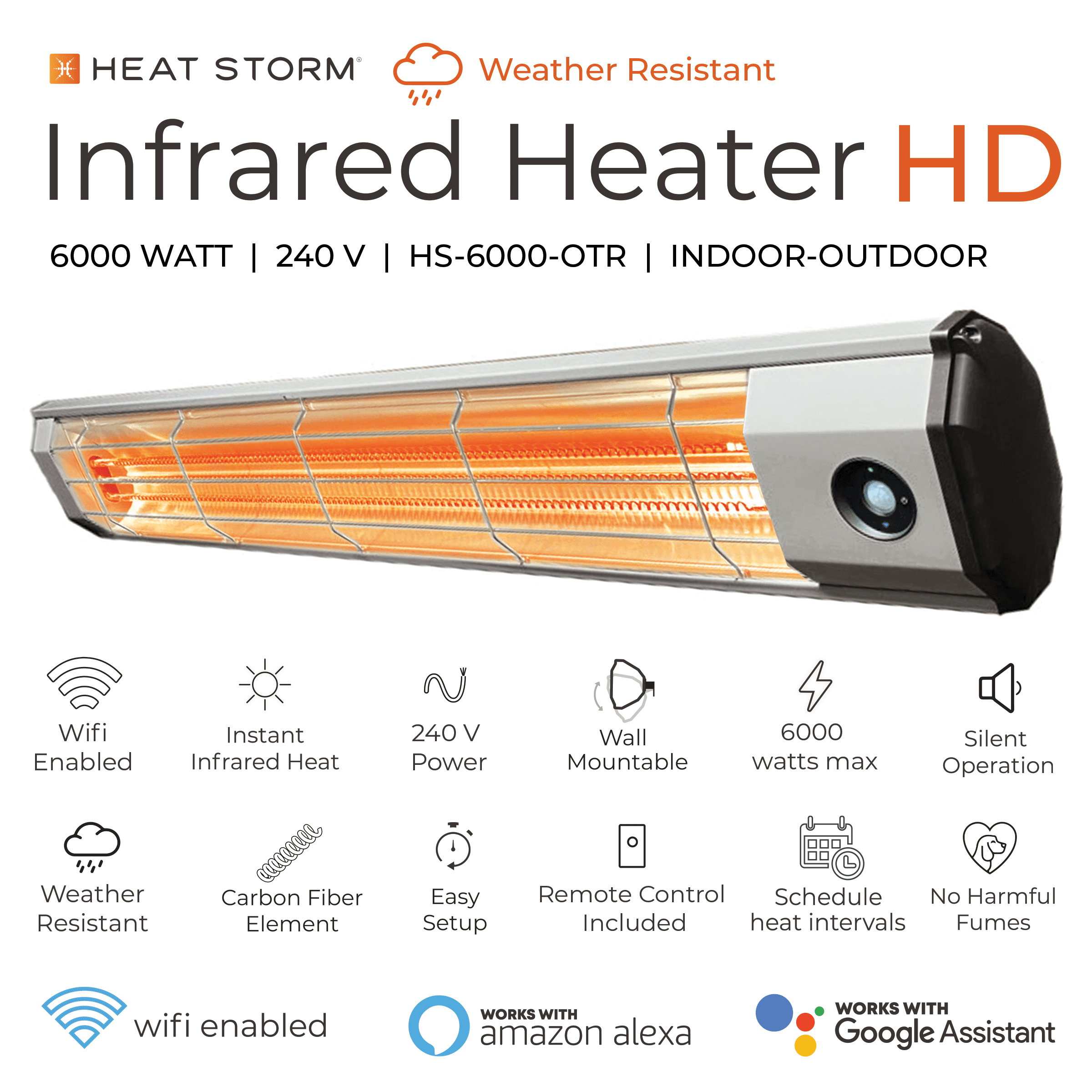 Heat Storm 6000 W Electric 240V Infrared Outdoor Heater with WIFI and  motion sensor - Walmart.com