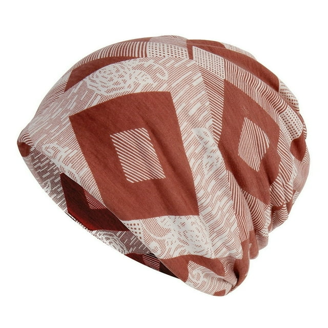 MesaSe Elastic Hat Geometric Pattern Hat Unisex Winter Hat with Geometric Print Contrast Colors Elastic Adjustable Multifunctional