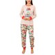 thumbnail image 1 of Pijama familiar de Navidad en color blanco leche, manga larga, cuello redondo, cintura elástica y estampados para mujer, 1 of 7