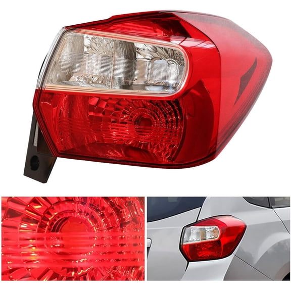 For 2012-2016 Subaru Impreza/2013-2015 XV Crosstrek Right Rear Tail Light Replacement Passenger Side Black Housing Clear&Red Lens