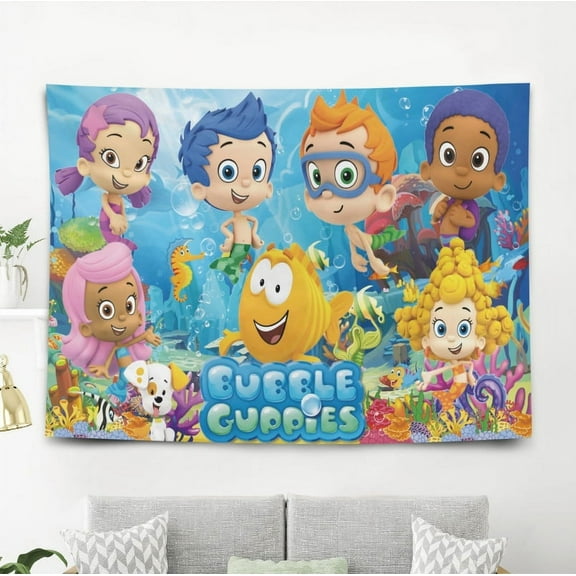 Bubble Guppies Tapestry Backdrop Background Poster Gift for Bedroom for Room Bedroom Girls Fans Background Banner Party Birthday Supplies Decor 59"×39"