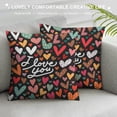 thumbnail image 3 of Shangniulu  Valentines Day Pillow Covers 18x18 Inch I Love You Love Hearts Farmhouse Sofa Throw Pillowcase Cushion Case Home Decoration Wedding Anniversary Decor, 3 of 5