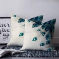 thumbnail image 2 of 14x14 Pillow Covers Set of 2, Peacock Feather Throw Pillow Covers Decorative Couch Cushion Case, Teal Ethnic Rustic Farmhouse Elegant Microfiber Square Pillowcases for Bedroom Car Living Room, 2 of 7