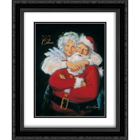 Mr. and Mrs. Claus 2x Matted 20x24 Black Ornate Framed Art Print by Comish, Susan