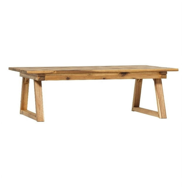 Modern Slat Back Outdoor Solid Wood Coffee Table - Natural