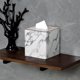thumbnail image 5 of Tissue Box Cover Square PU Leather Facial Tissue Box Holder for Dresser Bathroom Decor (White Marble Pattern), 5 of 5