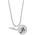 thumbnail image 1 of Delight Jewelry Silvertone Cruise Liner Silvertone Script Initial Disc - M - Charm Necklace, 20"+3", 1 of 4