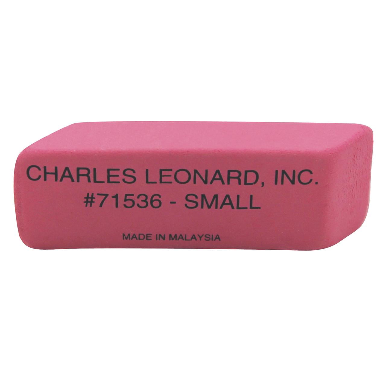 Charles Leonard Small Natural Rubber Pink Wedge Eraser, 36 Per Pack, 2 Packs