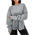 thumbnail image 2 of Timegard Womens Sweatshirt Long Sleeve Side Split Crewneck Oversized Pullover Fall Winter Loose Tops, 2 of 4