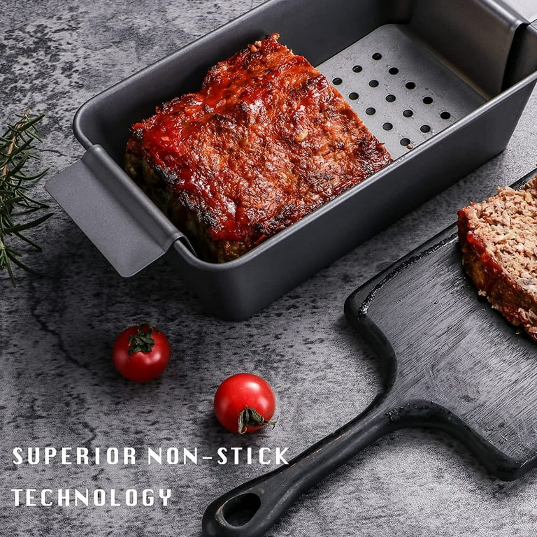 Lieonvis Meatloaf Pan with Drain Tray,12.2 x 5.7 Inches Loaf Pans with  Insert, Nonstick Meat Loaf for Baking,Reduce the Fat and Kick Up the Flavor  