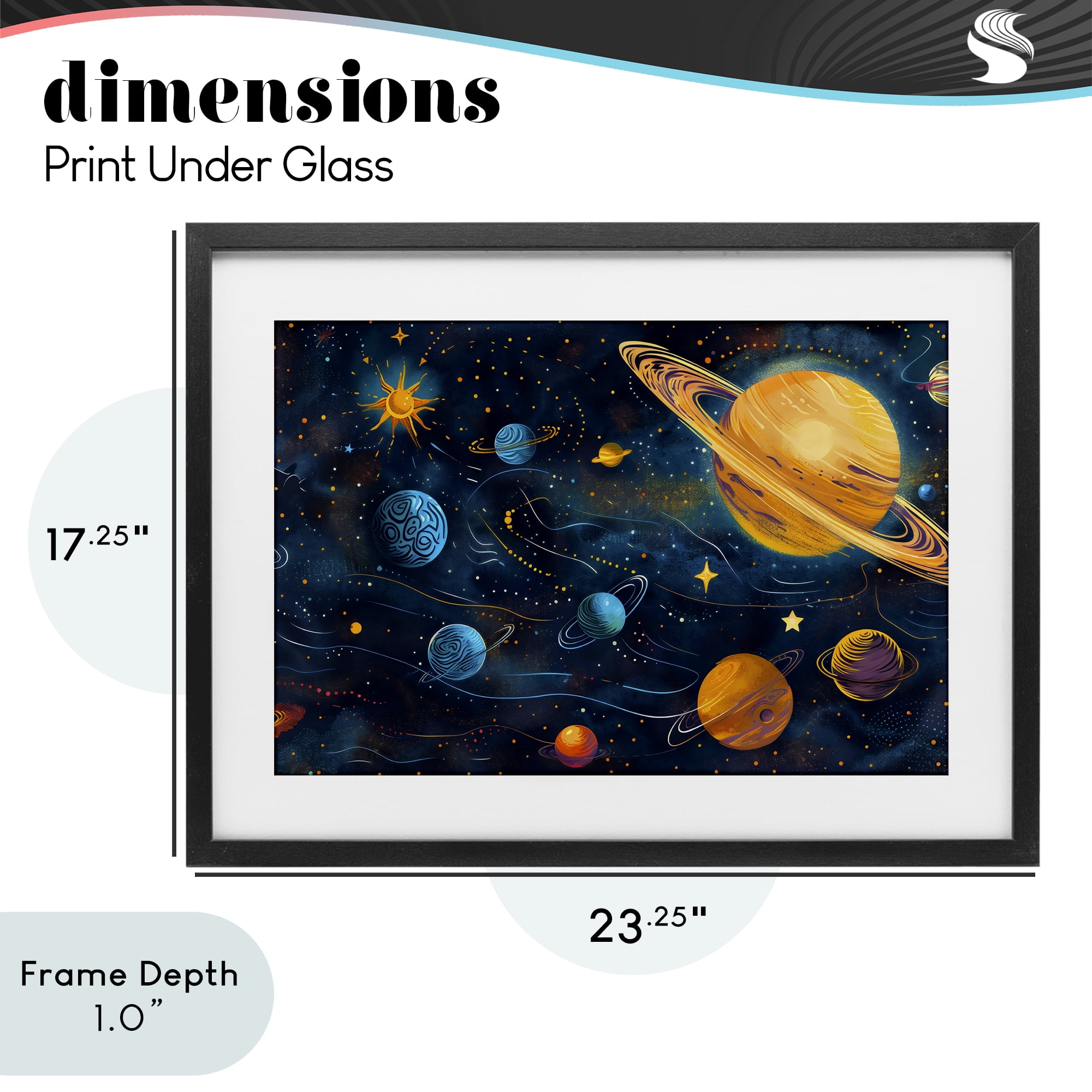 Stupell Industries Two Suns Galaxy Scene Black Framed Print Under Glass, design by Creative Studio