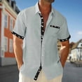 thumbnail image 2 of ZVNAΖH Men's Waffle Knit Bird Print Shirt, Short Sleeve Collared Button Down Casual Top with Contrast Placket, S-3XL, 2 of 9