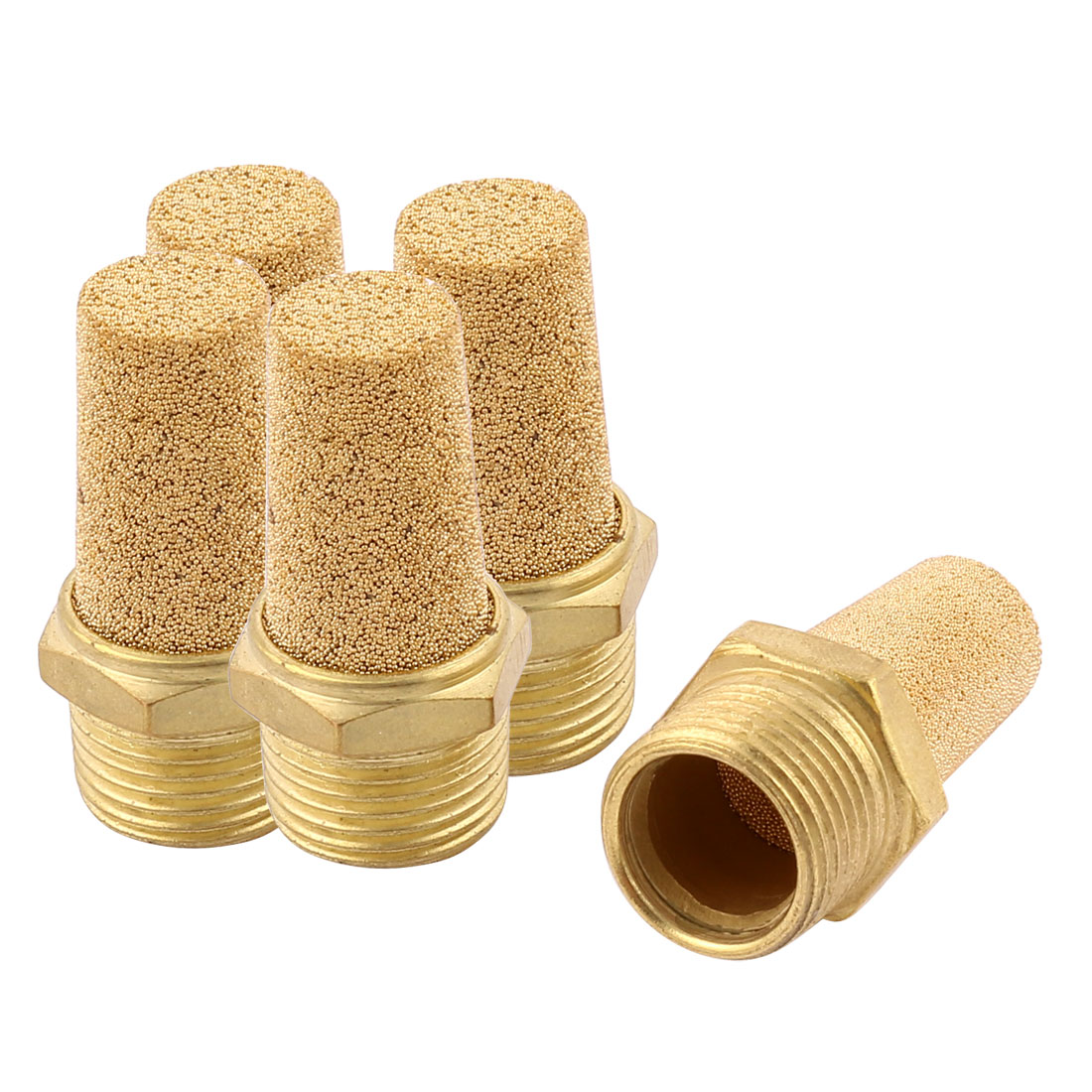 3/8BSP Male Thread Brass Air Pneumatic Noise Reduce Filter Exhaust Muffler 5Pcs