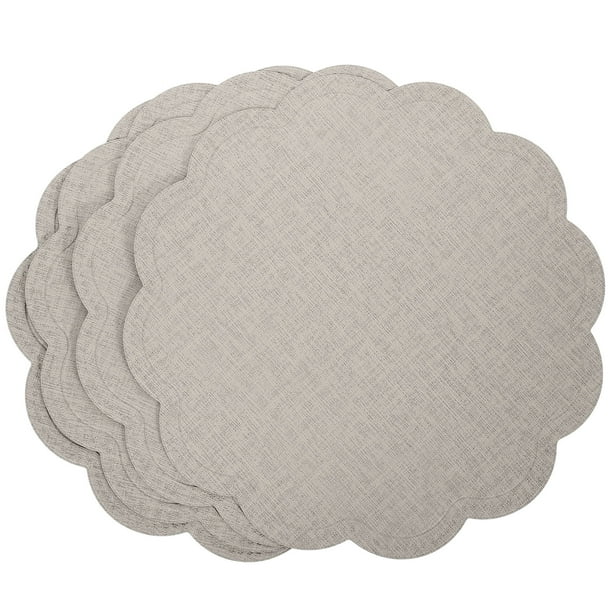 4 manteles individuales de piel sintética con forma de flor, reutilizables para cocina.