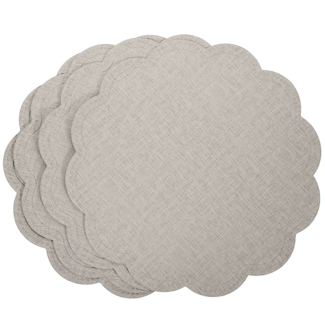 4 manteles individuales de piel sintética con forma de flor, reutilizables para cocina.