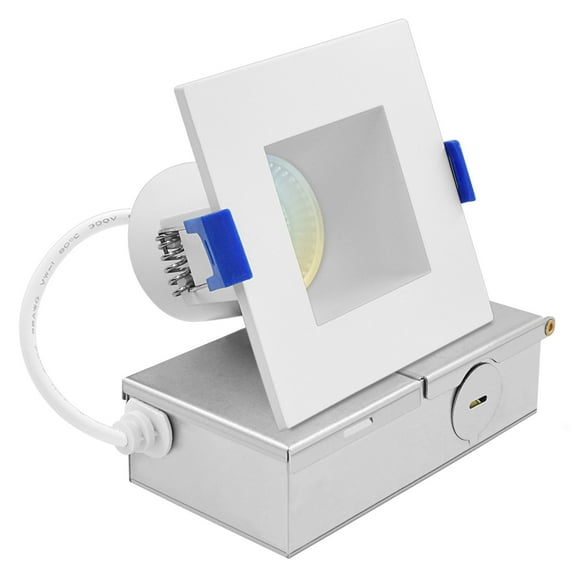 Luxrite 3" Square LED Recessed Ceiling Light J-Box 8W 5CCT 740 Lumens Dimmable Canless Downlight Wet Rated IC Rated