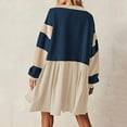 thumbnail image 4 of Iyufng Sweatshirt Dresses Womens Long Sleeve,Oversized Casual Sweatshirt Patchwork Dress Fall Trendy Lapel Neck Pleated Mini Dress,Fall Dresses for Women Plus Size, 4 of 7