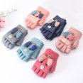 thumbnail image 3 of Guantes de invierno para niños con medio dedo y tejido de punto, cálidos, con C, 3 of 3