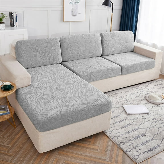 Elastic Sofa Cushion Covers 4-Piece Set, Stretchable Slipcovers for Couches, Reversible Protector for Pets and Kids, Machine Washable, Grey