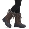 thumbnail image 6 of Pennysue Women's Mid-Calf Snow Boots Brown Grid Warm Faux Fur Lined Winter Boots Insulated 8M, 6 of 7