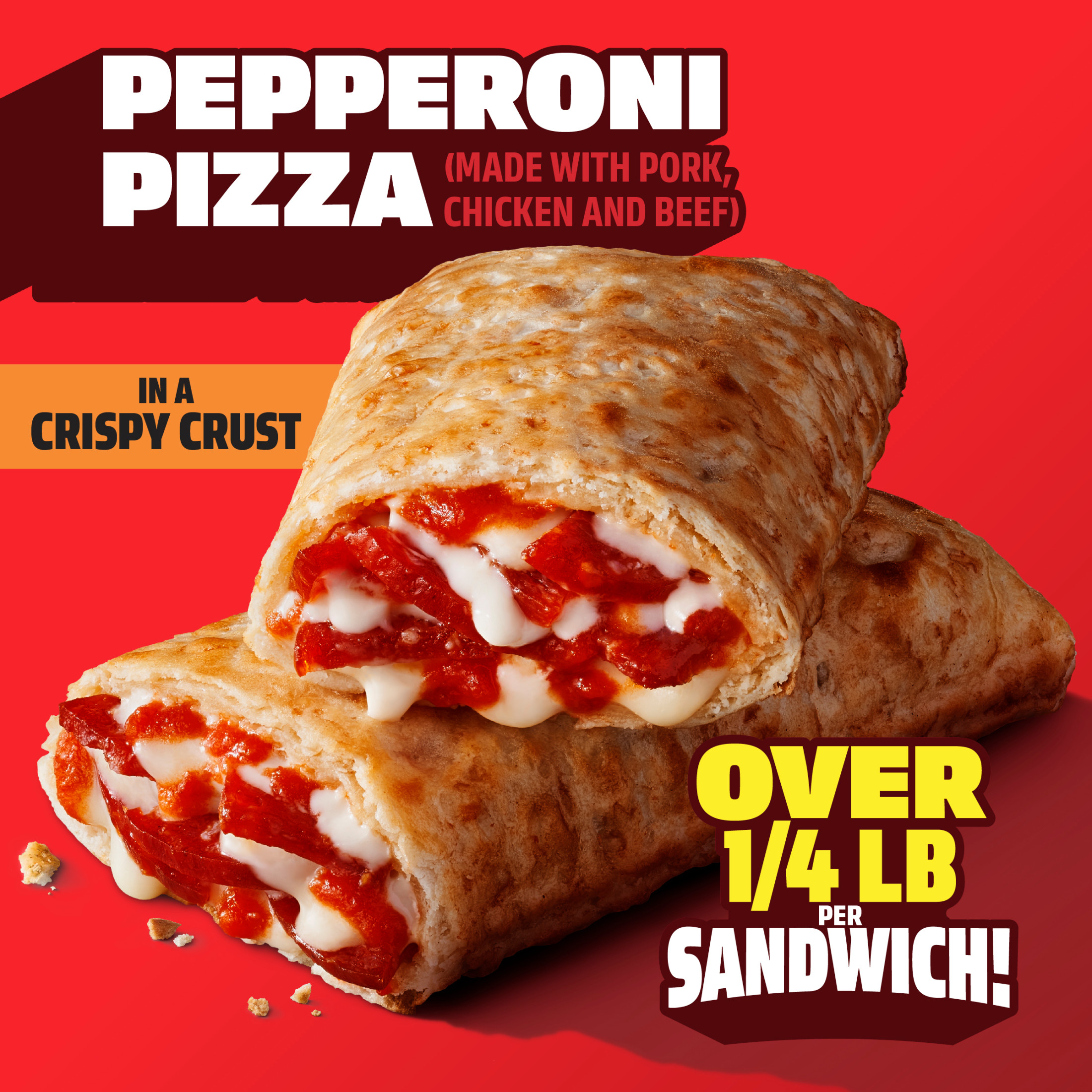 Hot Pockets Frozen Snacks, Pepperoni Pizza, Crispy Crust Sandwiches, 54 oz, 12 Pack (Frozen)