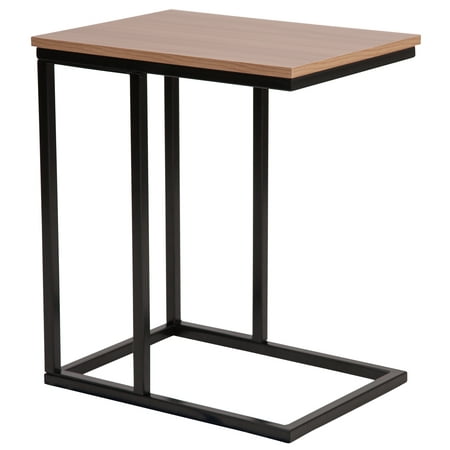 Flash Furniture Aurora Rustic Wood Grain Finish Side Table with Black Metal Cantilever