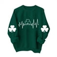 thumbnail image 2 of Herrnalise Women's St. Patrick's Day Clover Printed Tops Irish Shamrock Sweatshirt Long Sleeve Slouchy Pullover Tops Gear up for greatness for less, 2 of 4