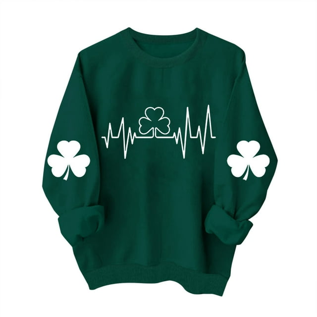 FAIWAD Chandails en Molleton pour Femmes de la Saint-Patrick Manches Longues Col Rond Épaule Tombante Pull Ample