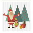 thumbnail image 3 of Ambesonne Elf Shower Curtain, Santa Claus Little Man Presents, 69"Wx84"L, Grey Teal Multicolor, 3 of 5