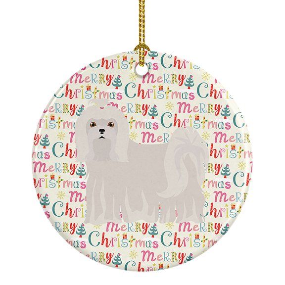 Maltese Merry Christmas Ceramic Ornament 2.8 in x 2.8 in