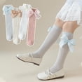 thumbnail image 3 of Ougyinr Kids Baby Girls Knee High Socks Toddler Bow Mesh Long Stockings Spring/Summer Socks, 3 of 9