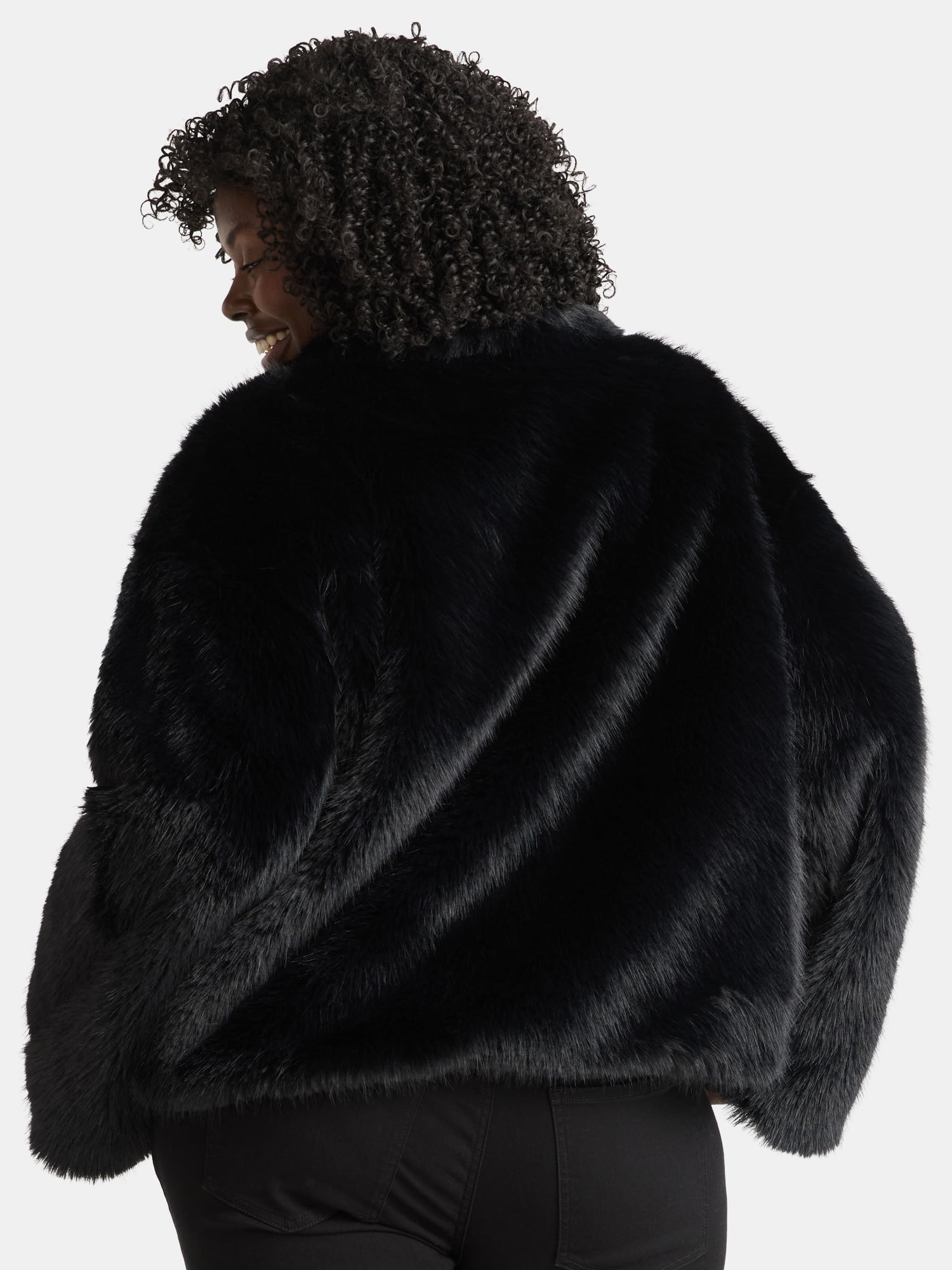 Time and Tru Women's Long Faux Fur Jacket, Sizes XS-3X