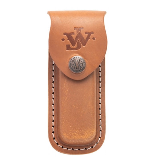 Case XX Knives John Wayne Medium Brown Leather Belt Sheath Button-snap for Pocket Knife