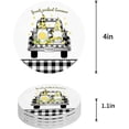 thumbnail image 1 of ZHANZZK Summer Farm Truck with Fresh Lemon and Gnome Black Plaid Set of 4 Round Coaster for Drinks, Absorbent Ceramic Stone Coasters Cup Mat with Cork Base for Home Kitchen Room Coffee Table Bar Decor, 1 of 6