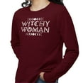 thumbnail image 2 of Witchy Woman Long Sleeve Shirt Unisex Large Maroon, 2 of 5