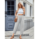 thumbnail image 4 of Pantalones Anchos y Holgados para Mujer, Estilo Palazzo Harén, Informales, con Cintura Elástica y Bolsillos, Color Gris , Talla S, 4 of 7