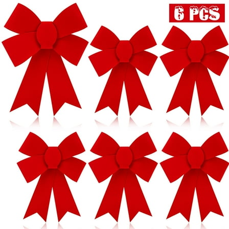 Jubtucc Christmas Bows, Large Gift Bows for Christmas Tree Wreaths Gift, 6 Pack Red Bows 12.2 x 9 inch Christmas Decorations Indoor Outdoor
