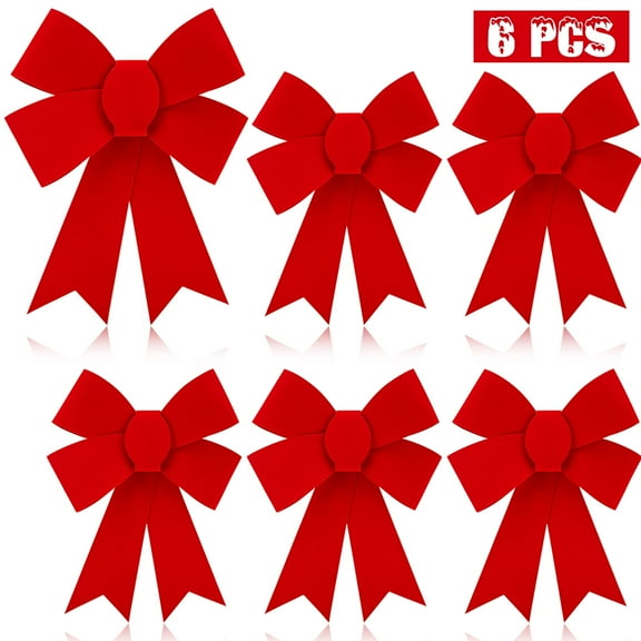Jubtucc Christmas Bows, Large Gift Bows for Christmas Tree Wreaths Gift, 6 Pack Red Bows 12.2 x 9 inch Christmas Decorations Indoor Outdoor