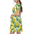 thumbnail image 2 of Fotbe Corn Cob Vestido Largo de Moda para Mujer, Vestido Tipo Camiseta con Manga Corta y Estilo Casual a Rayas y Bloques de Color, 2 of 6