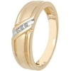 Men's 10K Gold Wedding Band Ring with Diamond Accent Slash