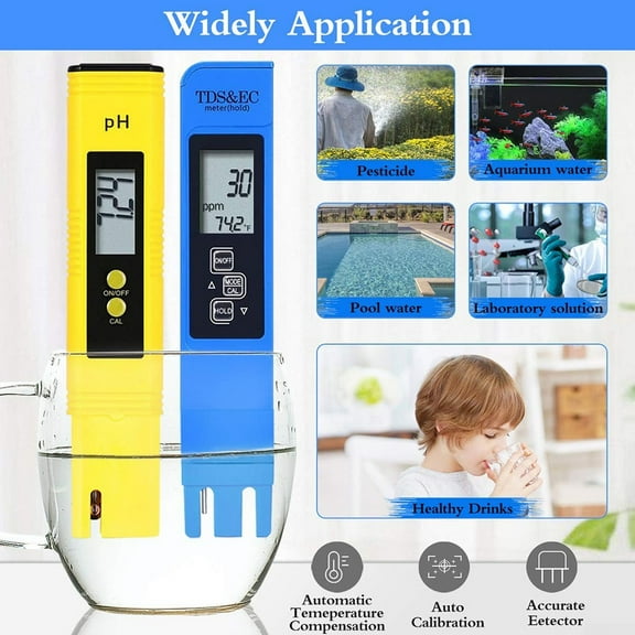 UHUSE PH Meter EC PPM Pen for Household Drinking Pool and Aquarium 2 Pack