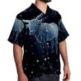 thumbnail image 2 of Taurus Constellation Men's Casual Printed Poplin Short Sleeve Button Down Beach Shirt with Spread Collar Top, 2 of 6